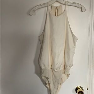 High neck off white body suit